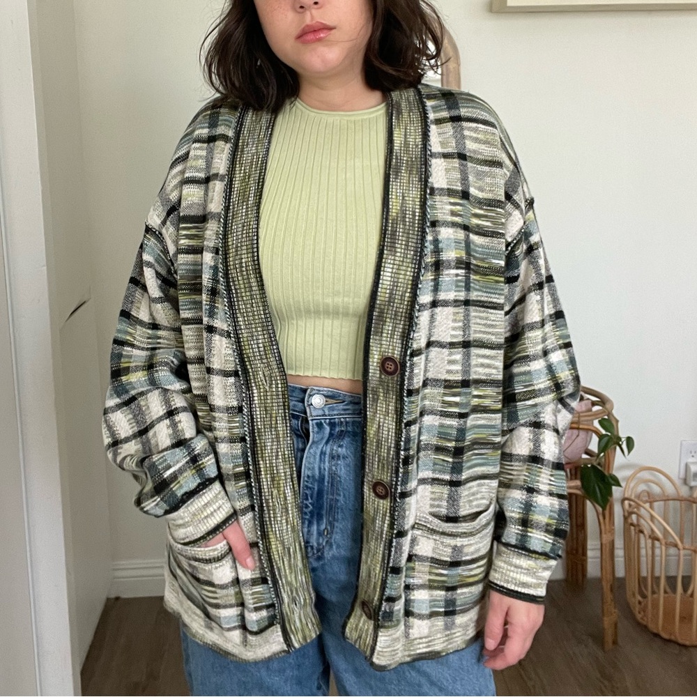 Free People McGregor Plaid Cardi / Green Tea